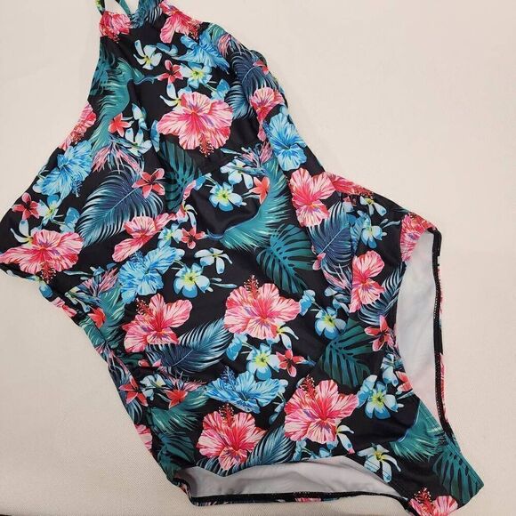 JASAMBAC Women's Size L One Shoulder One Piece Swimsuit Tummy Control Ruched NEW - Picture 3 of 8